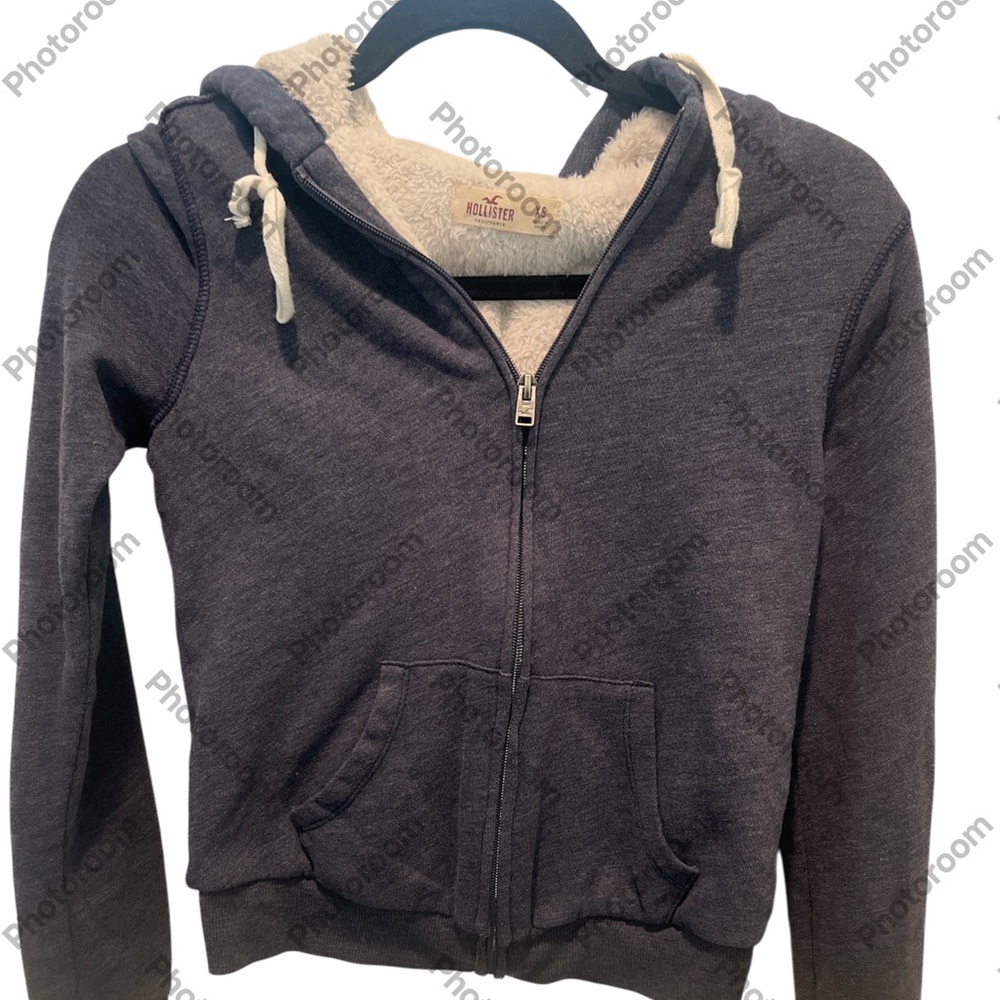 hollister fur hoodie jacket woman girls XS